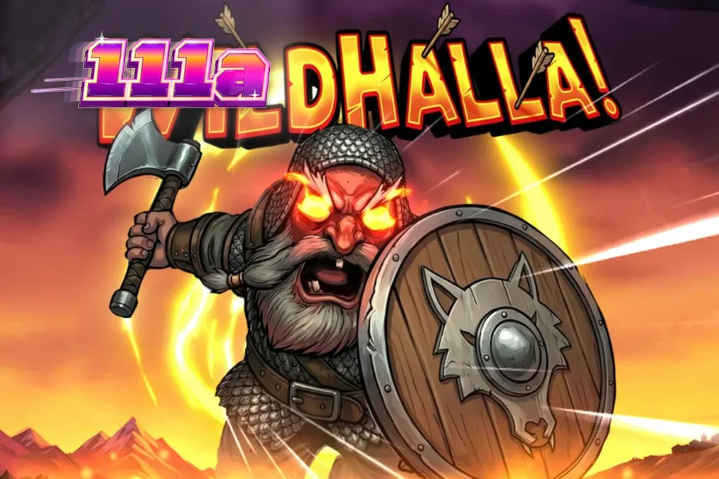 Interface do jogo Wildhalla com elementos visuais vikings e vikings em um cenário de Valhalla